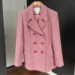 Vintage Chadwick’s Pink Wool Peacoat Blazer Size 6 Medium Double Breasted